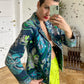 Emilio Pucci 70's velvet floral blazer in blues & greens