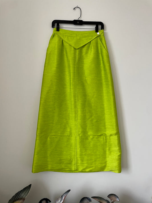 Courrèges 70's chartreuse maxi skirt