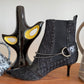 Christian Dior 2000's black monogram canvas and leather ankle boots with drop pearls size 37