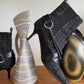 Christian Dior 2000's black monogram canvas and leather ankle boots with drop pearls size 37