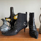 Christian Dior 2000's black monogram canvas and leather ankle boots with drop pearls size 37