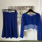 Sonia Rykiel 90's towel fabric blue skirt and sweater set