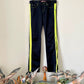 Voyage Passion Y2K black low waisted cotton flared pants with fluorescent yellow zippers on the sides