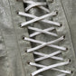 Jean Claude Jitrois 90's sparkly silver leather corset with pink dyed feathers and gems