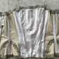 Jean Claude Jitrois 90's sparkly silver leather corset with pink dyed feathers and gems