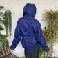 Zino & Judy 90's mid length blue rain jacket with removable cap