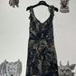 John Galliano 2000's silk ruffle gothic print dress