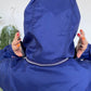 Zino & Judy 90's mid length blue rain jacket with removable cap