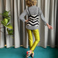 Louis Feraud zig-zag black and white top