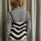 Louis Feraud zig-zag black and white top