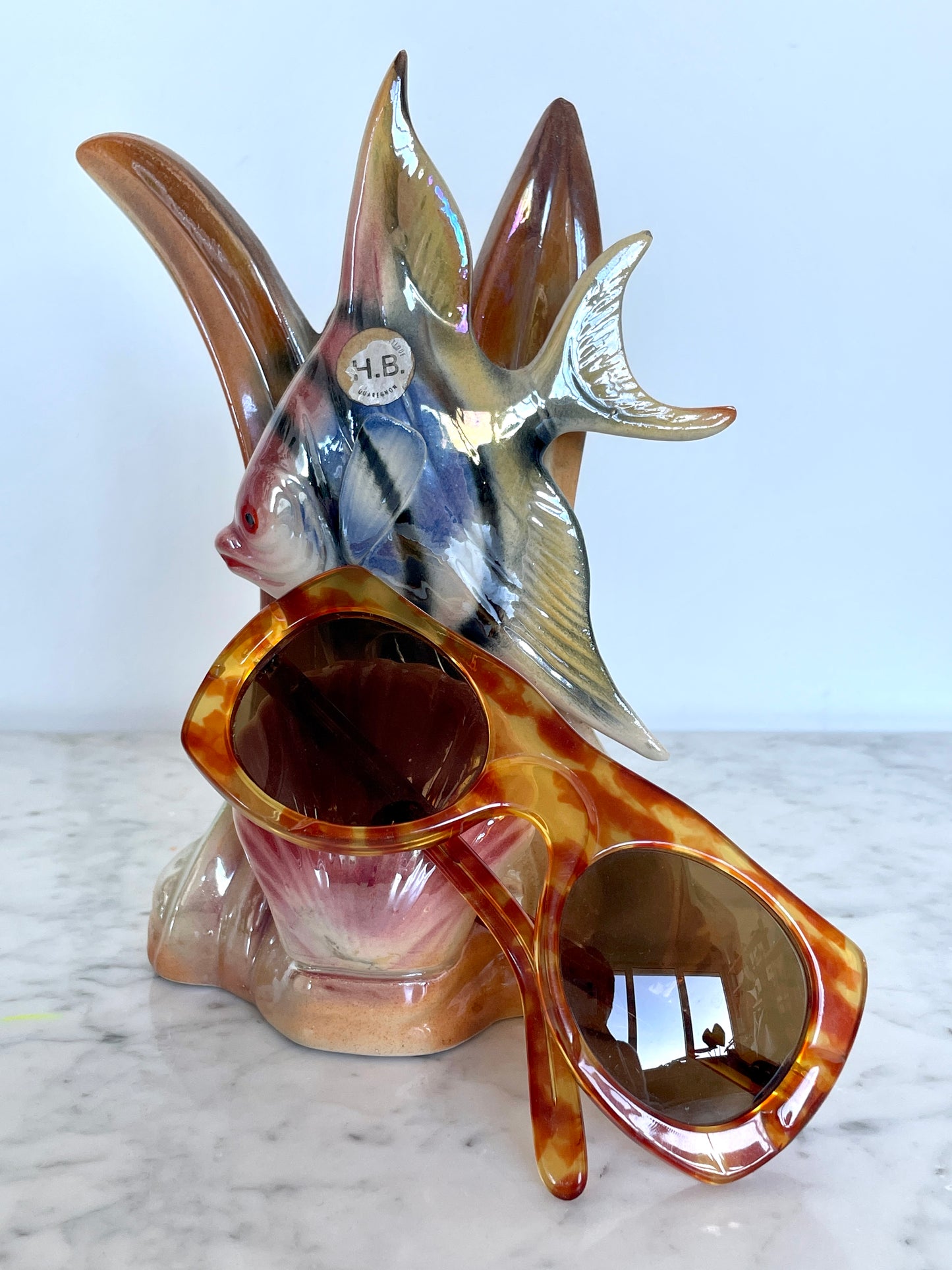 Philippe Chevallier 70's chunky oversized sunglasses in lightbrown