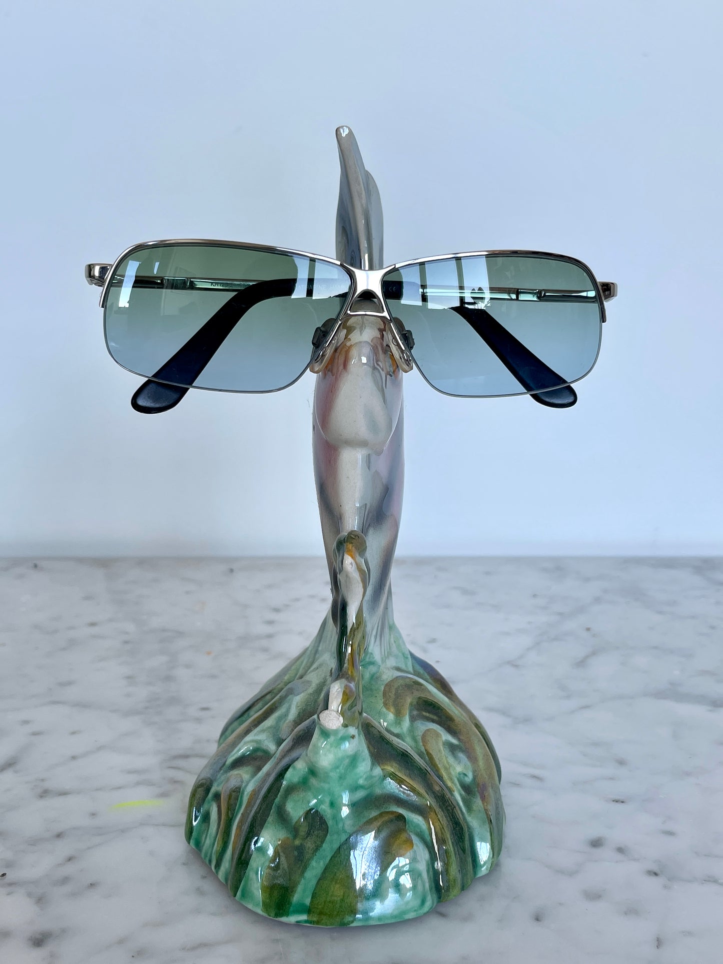 Katharine Hamnett 90's minimal silver deadstock sunglasses with blue lenses