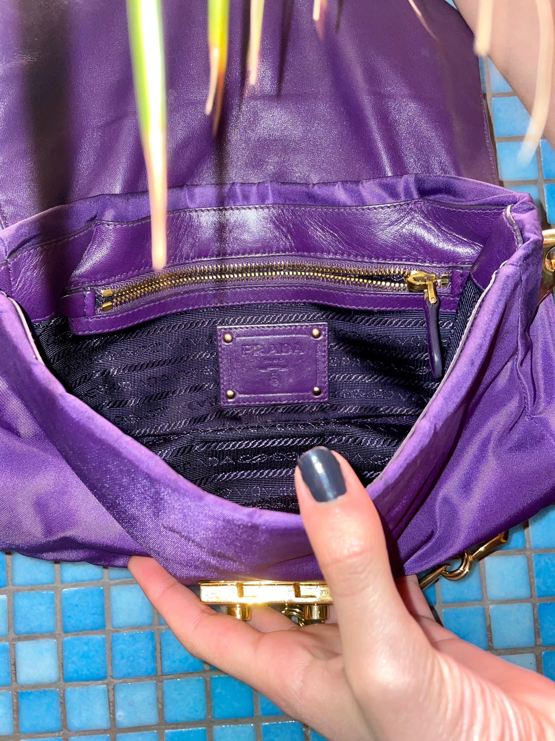 Re-nylon linen handbag Prada Purple in Linen - 34449868