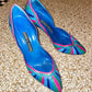 Andrea Pfister 80s leather multicolour striped pumps