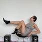 Krizia Poi 90's silver metallic knit transparent oversized tank top