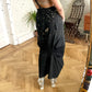 Marithé & François Girbault 90's draped maxi skirt with front slit and suspenders