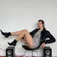 Christian Dior 2000's black monogram canvas and leather ankle boots with drop pearls size 37