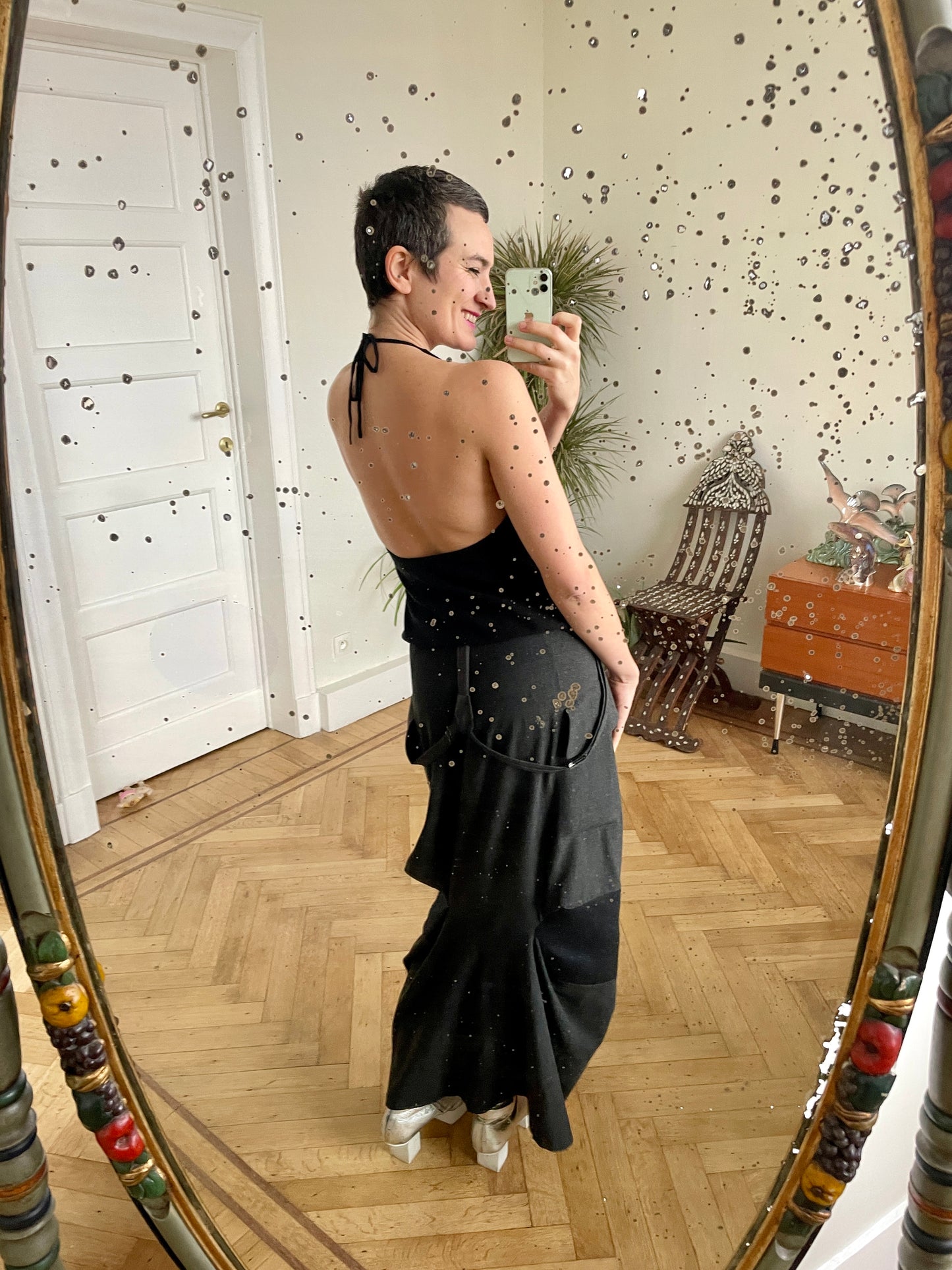 Sonia Rykiel 2000's trompe l'oeil smoking shirt top with open back
