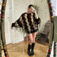 Hand-knit zig-zag oversized sweater in mohair & wool with fringes