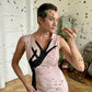 Pascal Humbert SS 2002 runway soft pink midi dress with black glove