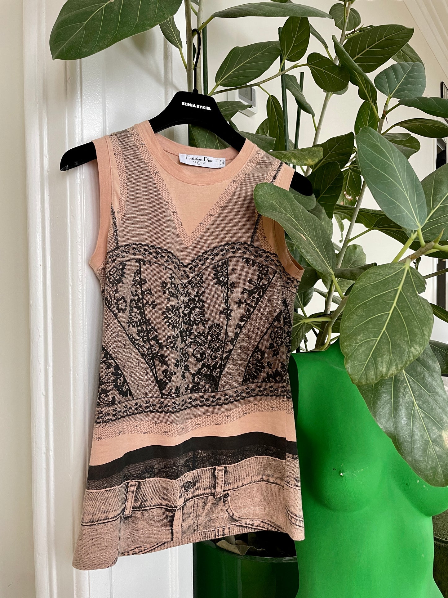 Christian Dior SS 2006 trompe l'oeil lace sleeveless top