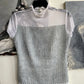 Lawrence Steel 90's sheer mesh off-white top with wool thread square