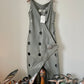 Pascal Humbert 2000's grey leather evening dress with cut out circles