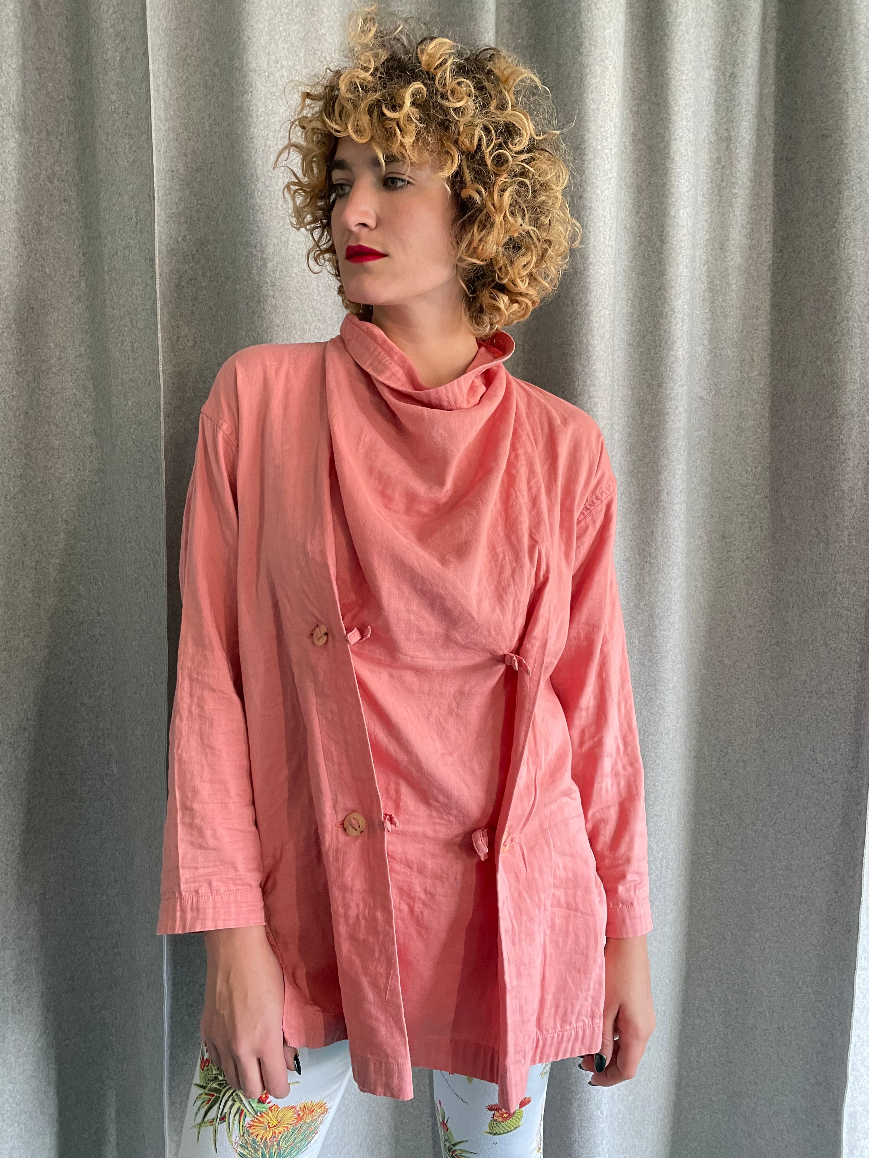 Issey Miyake 80's salmon draped tunic – Heterodoxa_