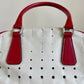 Prada 2000's white and red mini bowling bag with perforated leather