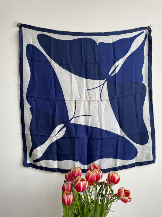 Roberta di Camerino 70's silk blue butterfly scarf