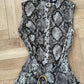 Roberto Cavalli 2000's python print wrap dress with golden snake buckle