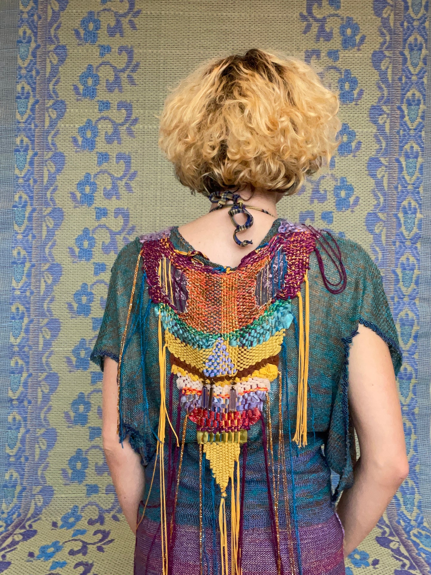 Mali (lietta Cavalli) 70's knit multicolor tunic with beads