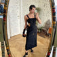 Atsuro Tayama 2000's thick cotton dark blue skirt with removable chest pocket & suspenders