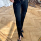 Sharon Wauchob 2000's stretch black low waisted pants with leather pockets and belt