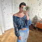 Krizia 80's loosely knit blue cardigan with wool patches