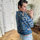 Krizia 80's loosely knit blue cardigan with wool patches