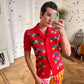 Yoshiki Hishinuma 2000's wrinkled red shirt with multicolor transparent squares