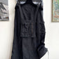 Atsuro Tayama 2000's thick cotton dark blue skirt with removable chest pocket & suspenders