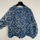 Krizia 80's loosely knit blue cardigan with wool patches