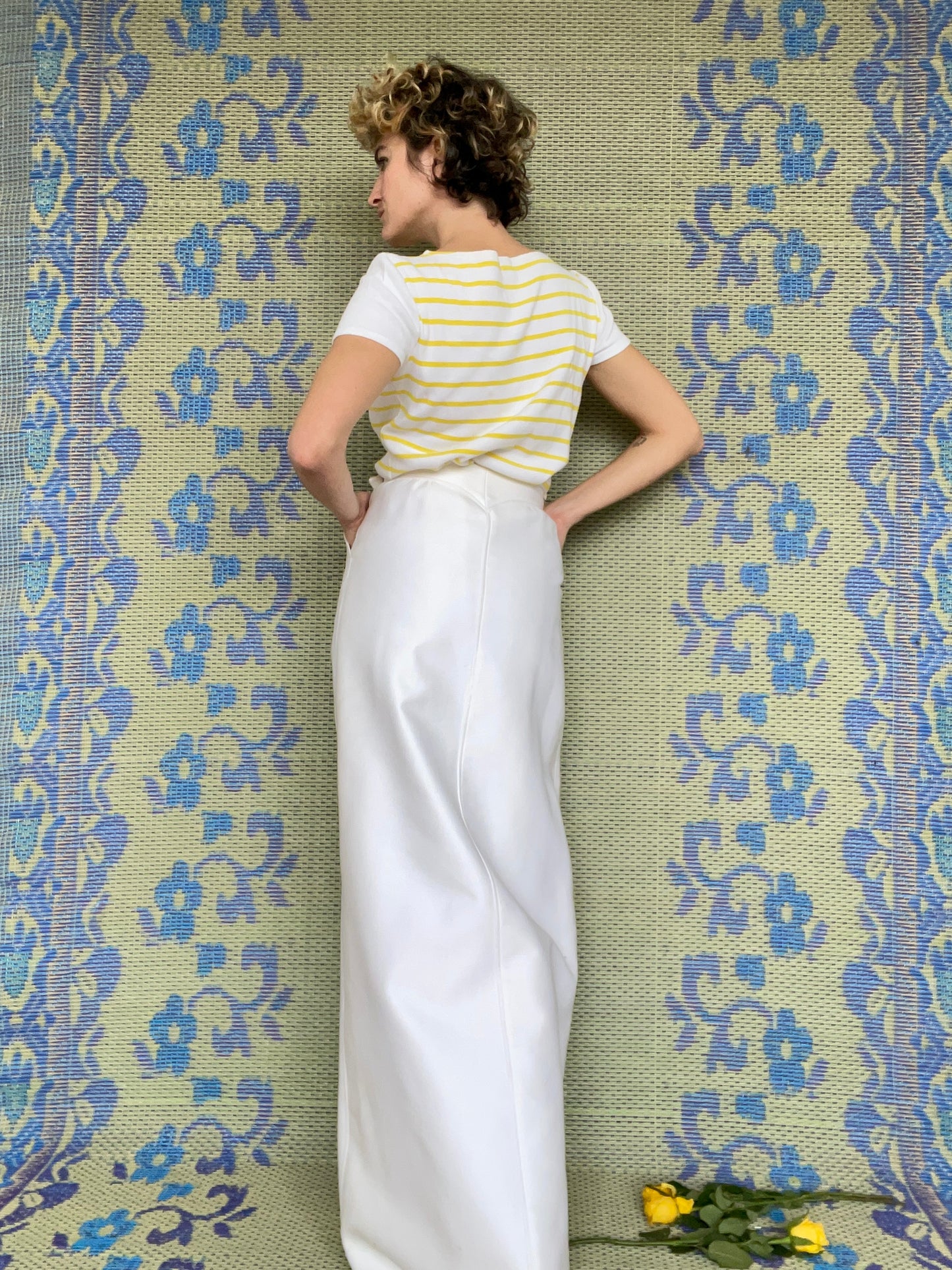 Courrèges 70's white cotton maxi skirt