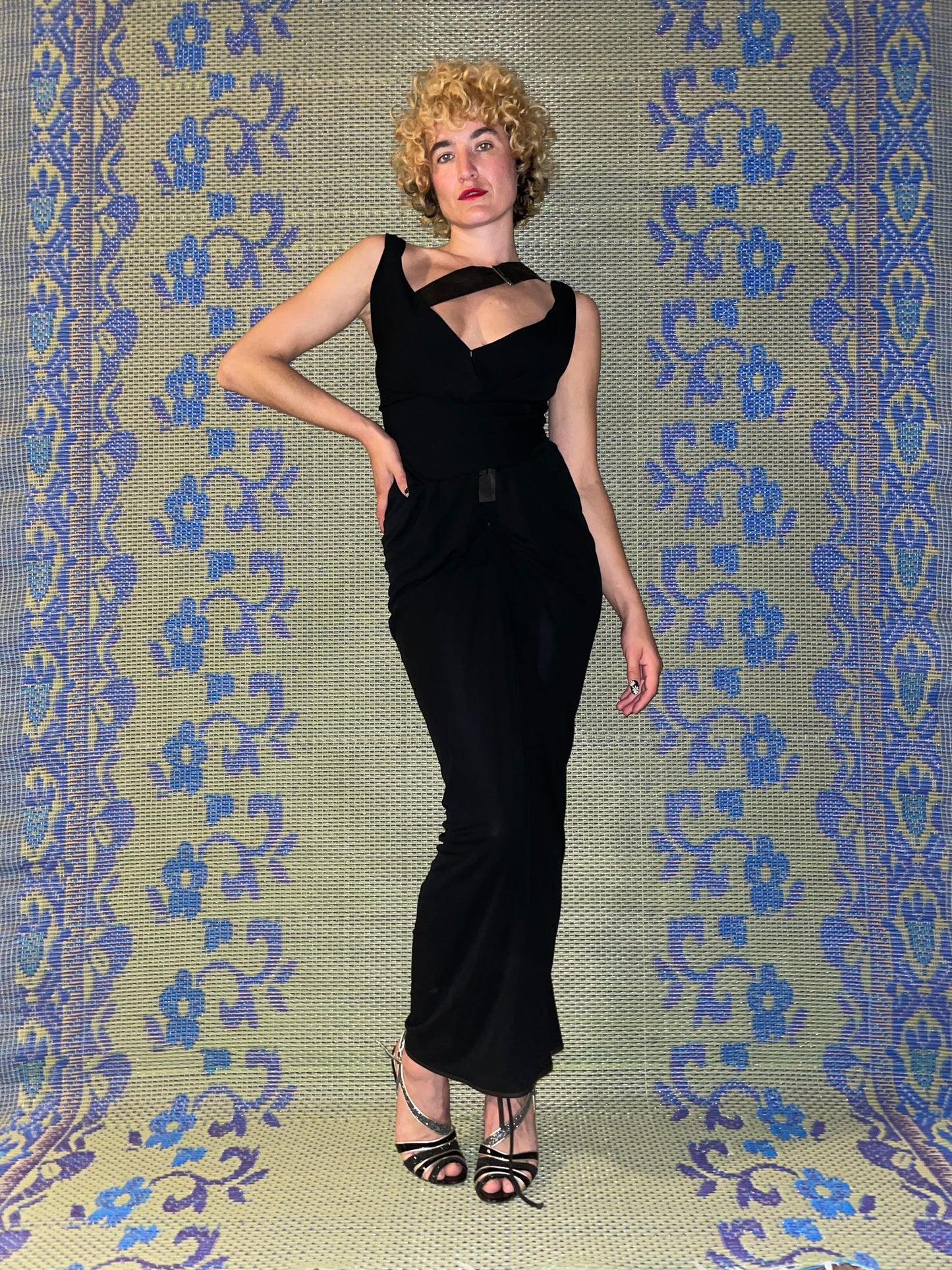 Vivienne Westwood early 2000's black draped evening dress