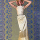 Prada 1997 golden silk maxi skirt with floral embroideries at the bottom