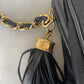 Chanel quilted silk evening bag with CC kisslock