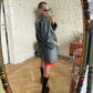 Balenciaga 2008 wrinkled leather coat in blue/grey