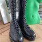 Valentino 2018 black leather laced up boots size 38