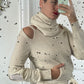 Costume National 2000's cream sweater wool & cashmere dress with cut outs