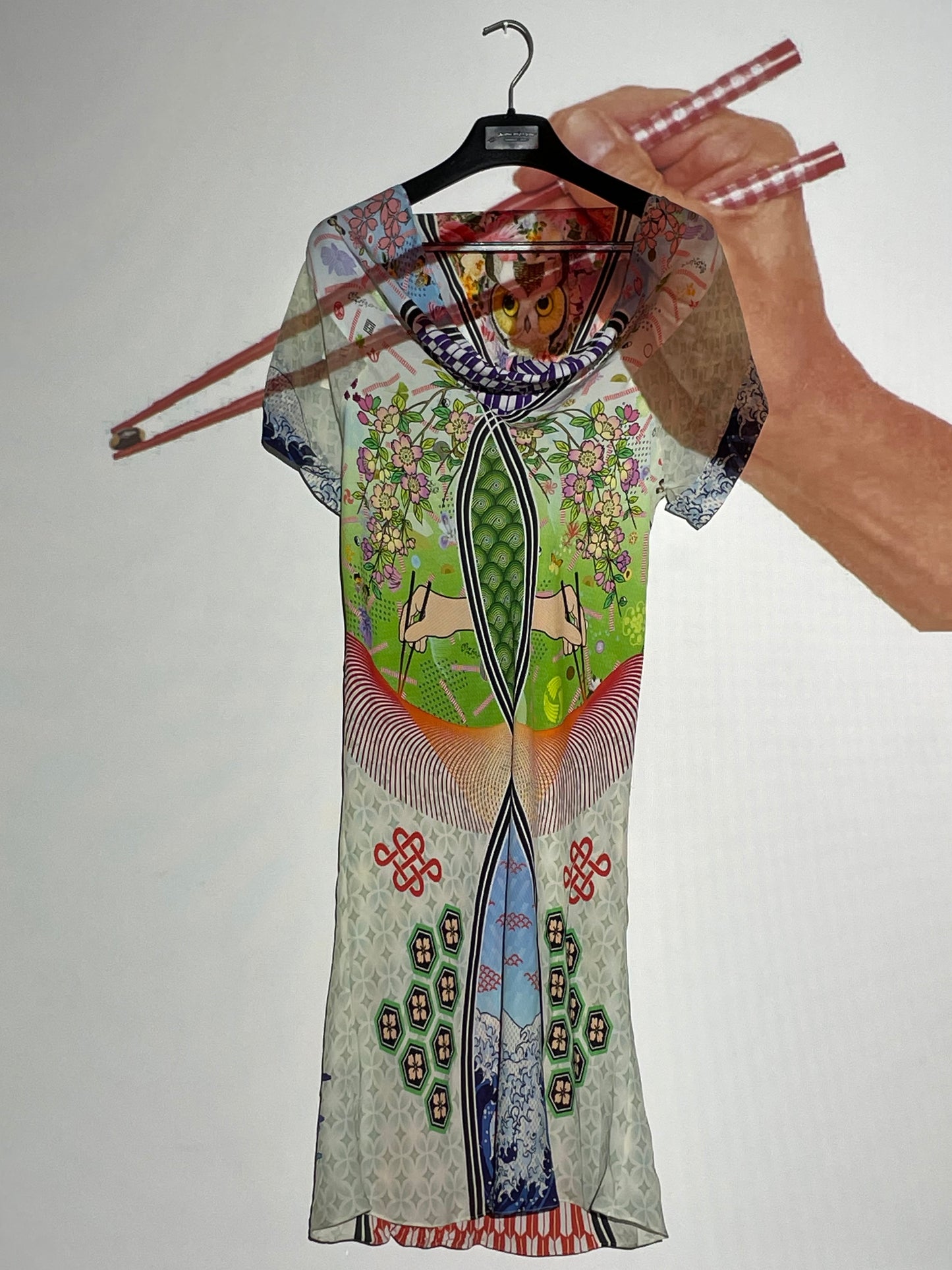 Basso & Brooke 2000's silk slip-on japanese imagerie inspired printed dress