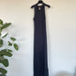 Jean Paul Gaultier Jeans 90s stretchy black maxi dress with fringes at bottom