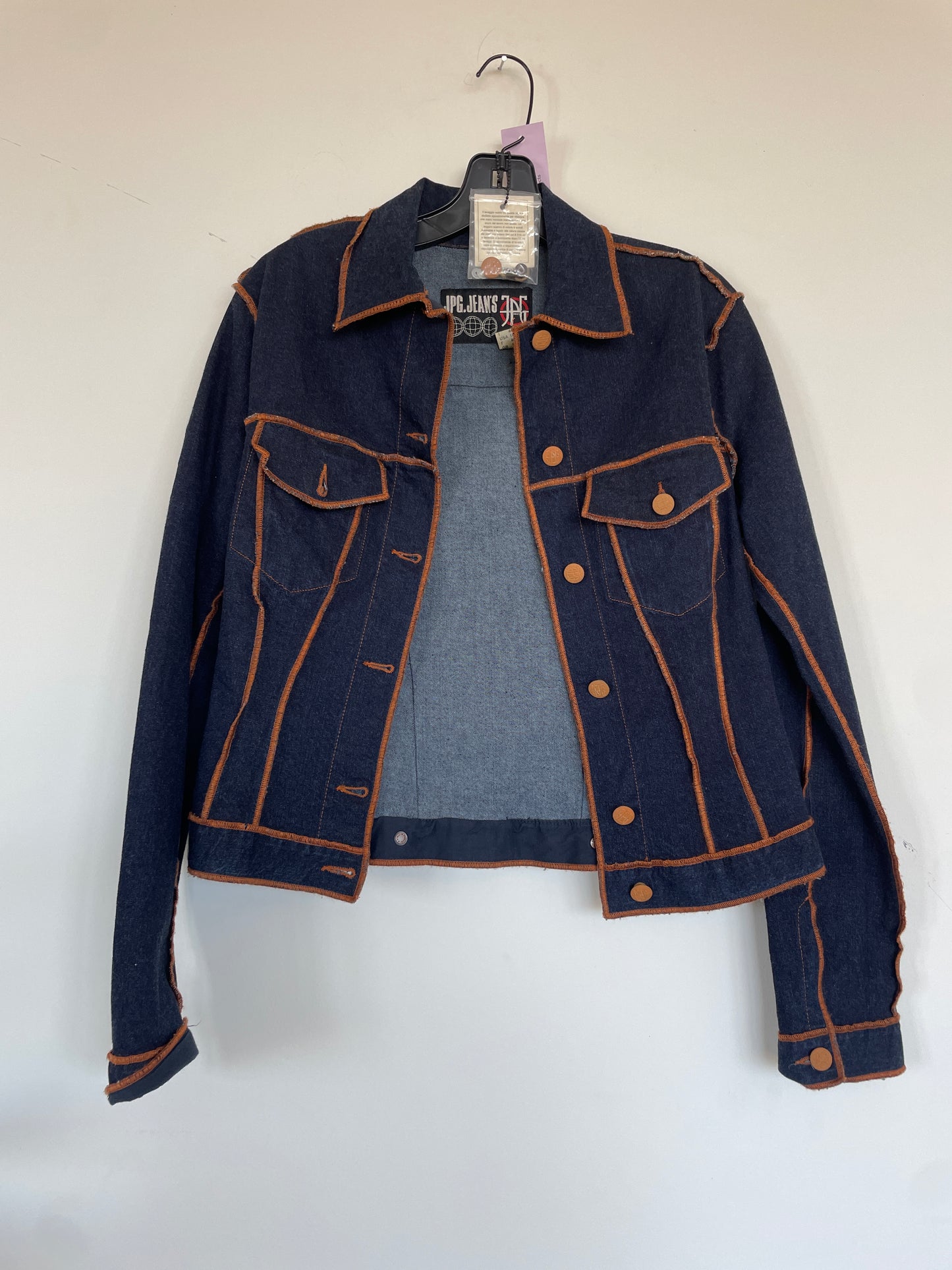 Jean Paul Gaultier Jeans 90's denim jacket with visible orange seams
