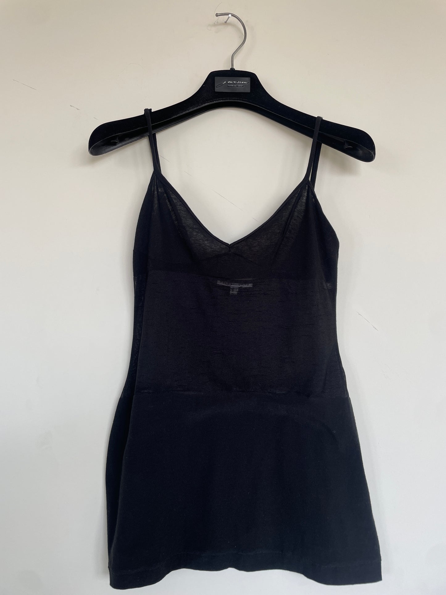 Helmut Lang 90's black sheer cotton top with shoulder straps